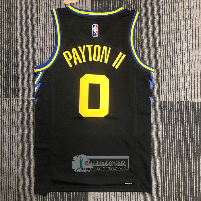 Camiseta Golden State Warriors Gary Payton II NO 0 Ciudad 2021-22 Negro